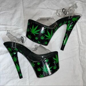 7” Marijuana Stiletto Platforms from Dolls Kill